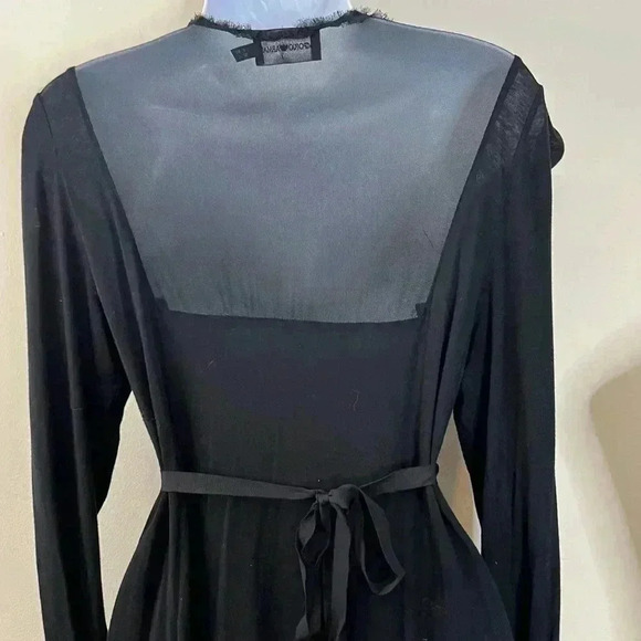Vintage Armani Black Mesh Midi Dress Size 6 Gothic Romantic Witchy Romantic Goth - Picture 16 of 16